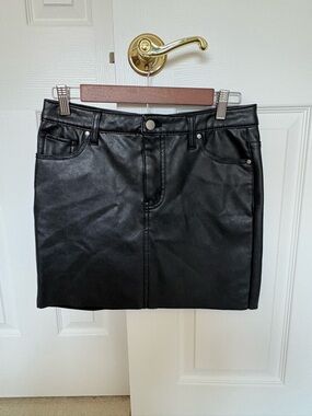 Love,Fire -Denim Style Faux Leather Mini Skirt -Women